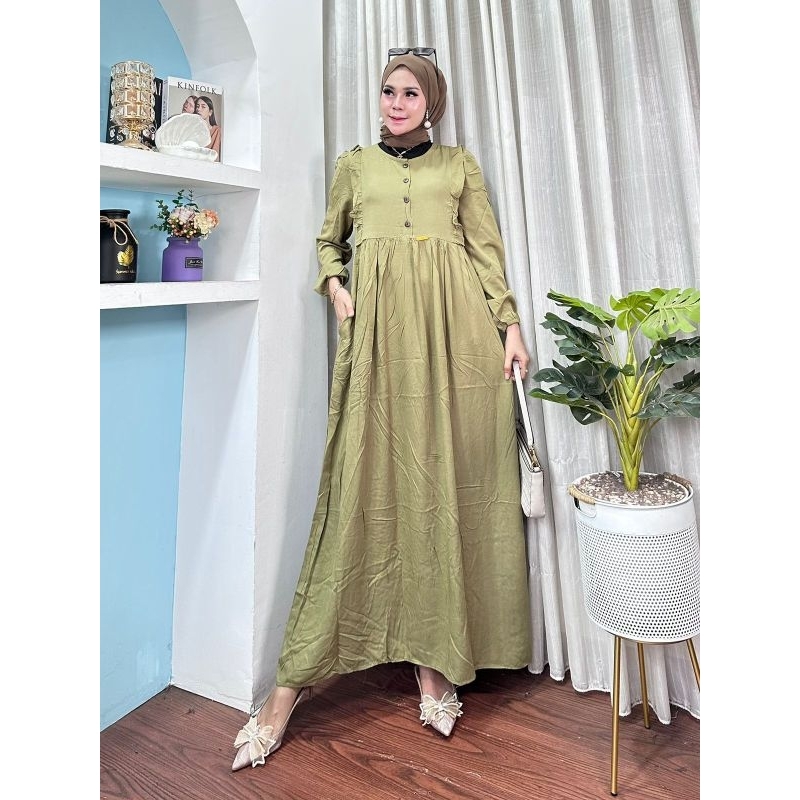 Dress Gamis Rayon Twill Polos Premium