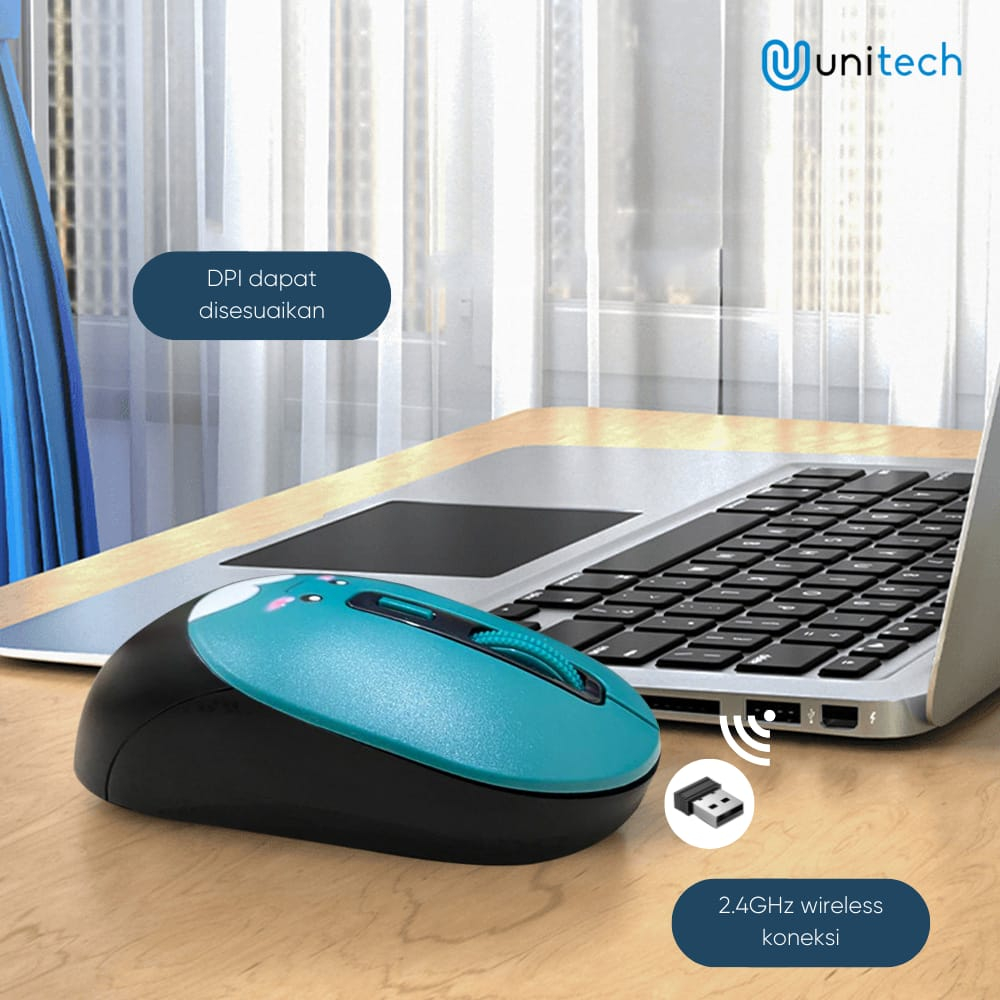 Mouse Wireless Unitech Karakter YF107 Slim Silent Click 2.4Ghz Mouse