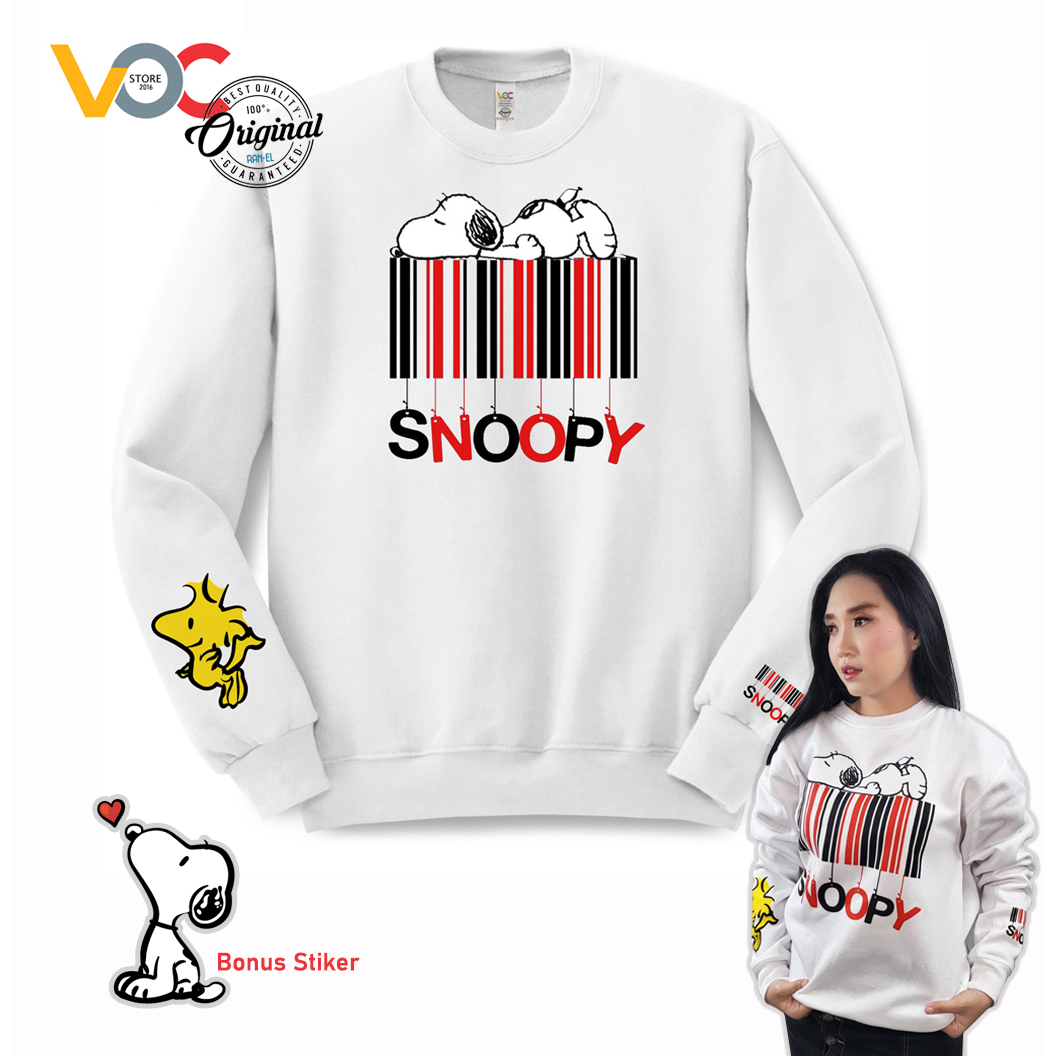 Sweater Pria Wanita Distro SNOOPY Switer Crewneck Fleece Tebal Premium Unisex Oversize