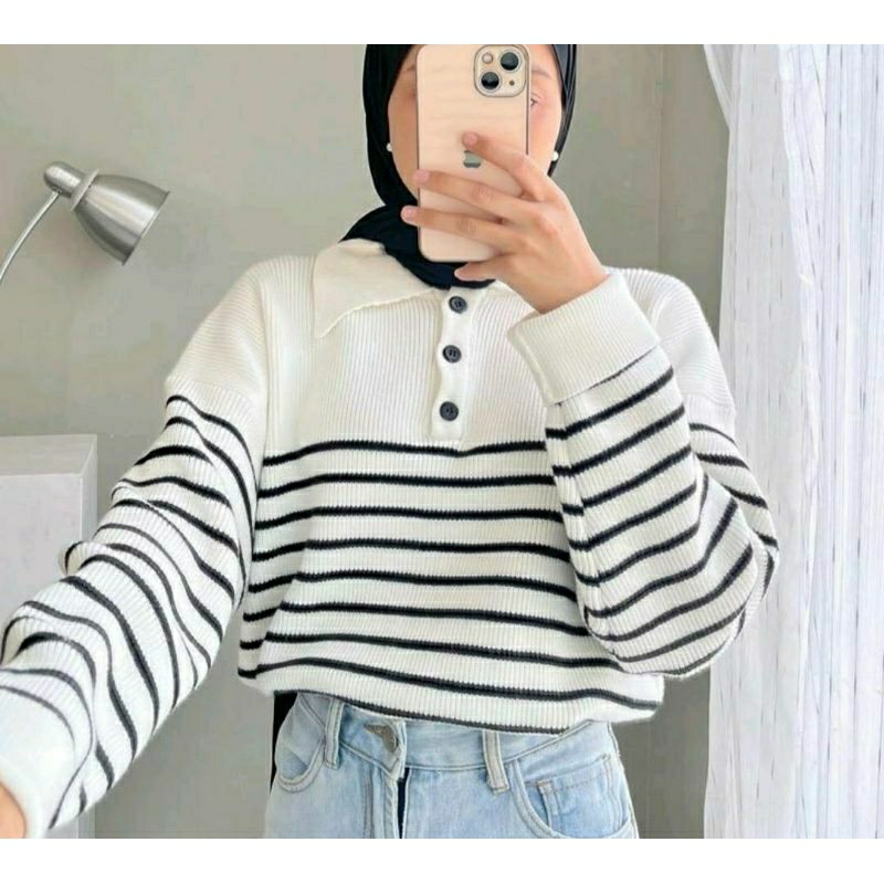 DAVINA POLO KNITE • SWEATER RAJUT WANITA KOREAN