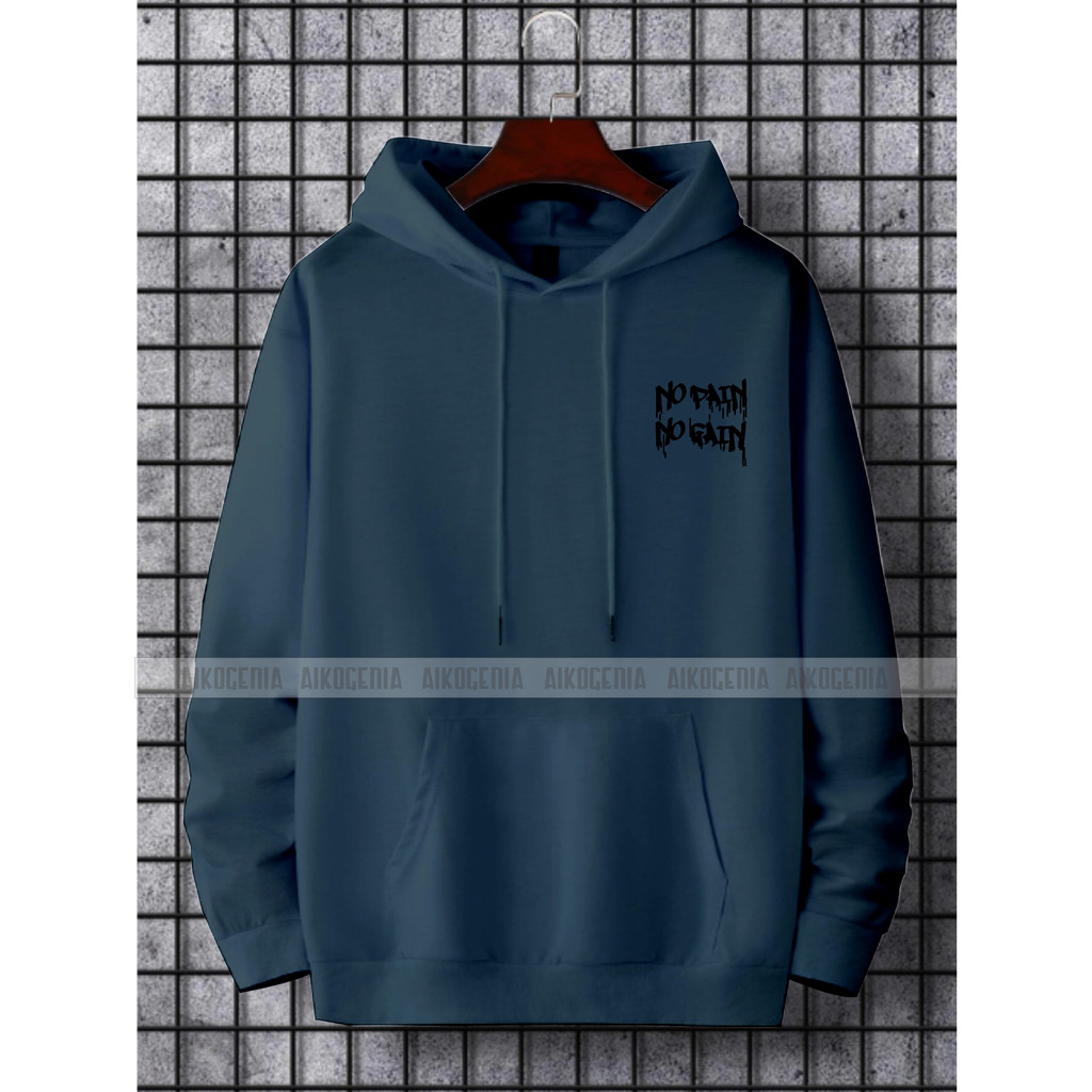 Sweater hoodie pria terbaru Motif NO PAIN NO GAIN /  Hoodie kekinian terbaru pria wanita