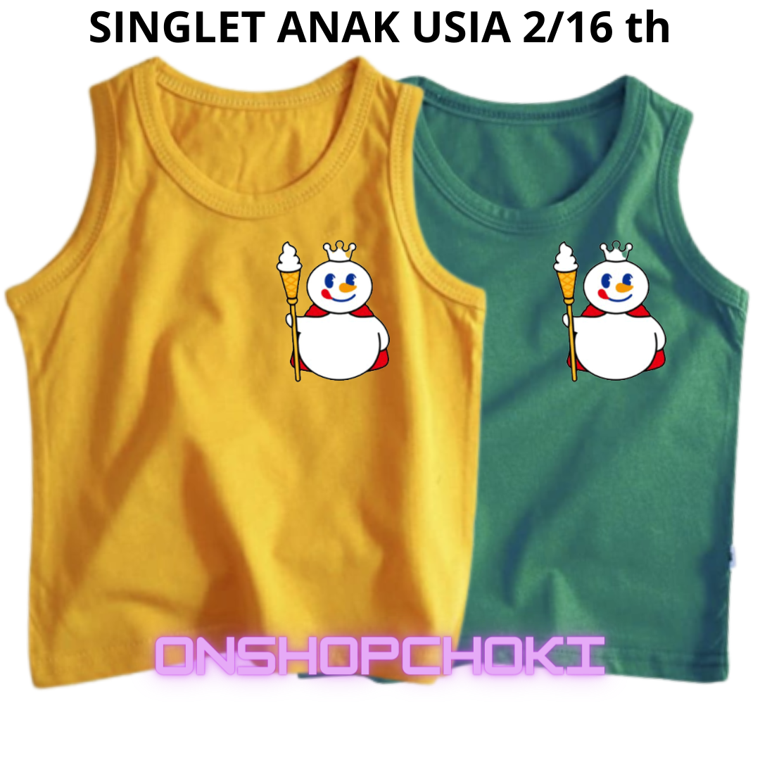 Singlet Anak Anak Laki Laki MIXUE Usia 2-16 TAHUN Tanktop Anak Baju dalaman Anak Katun Asli Ideal Untuk Anak