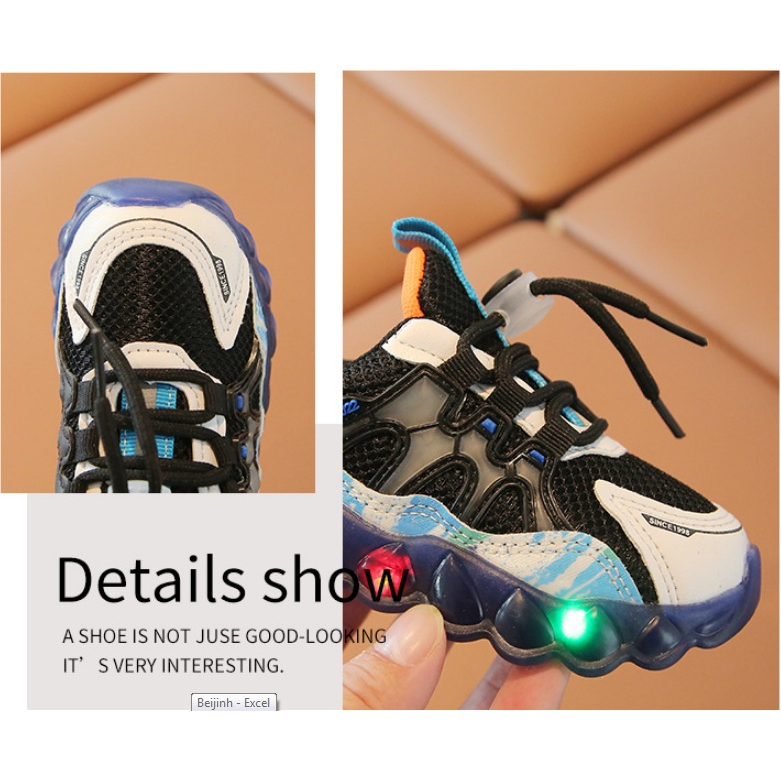 SEPATU ANAK LAKI-LAKI SNEAKER LAMPU LED SIZE 21-30 LED KIDS 2022