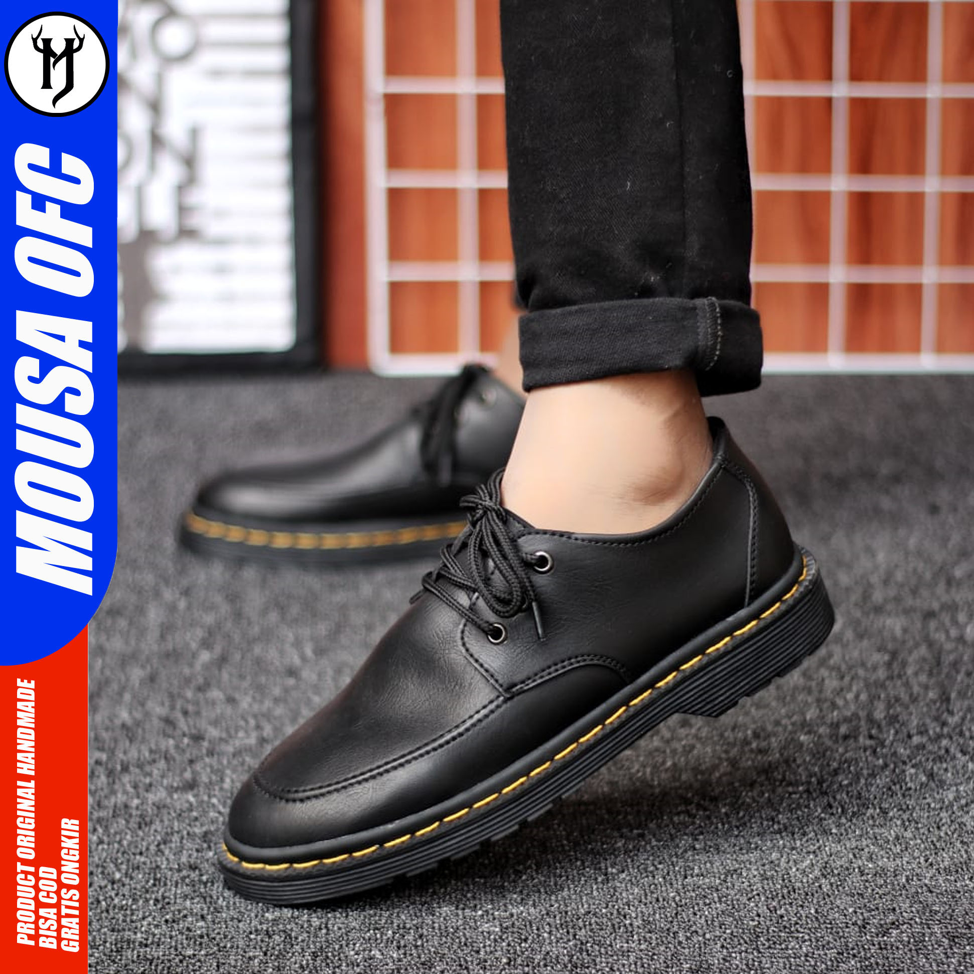 MOUSA Sepatu Pantofel Pria Oxford Formal Sepatu Casual Kerja Kuliah Lunox