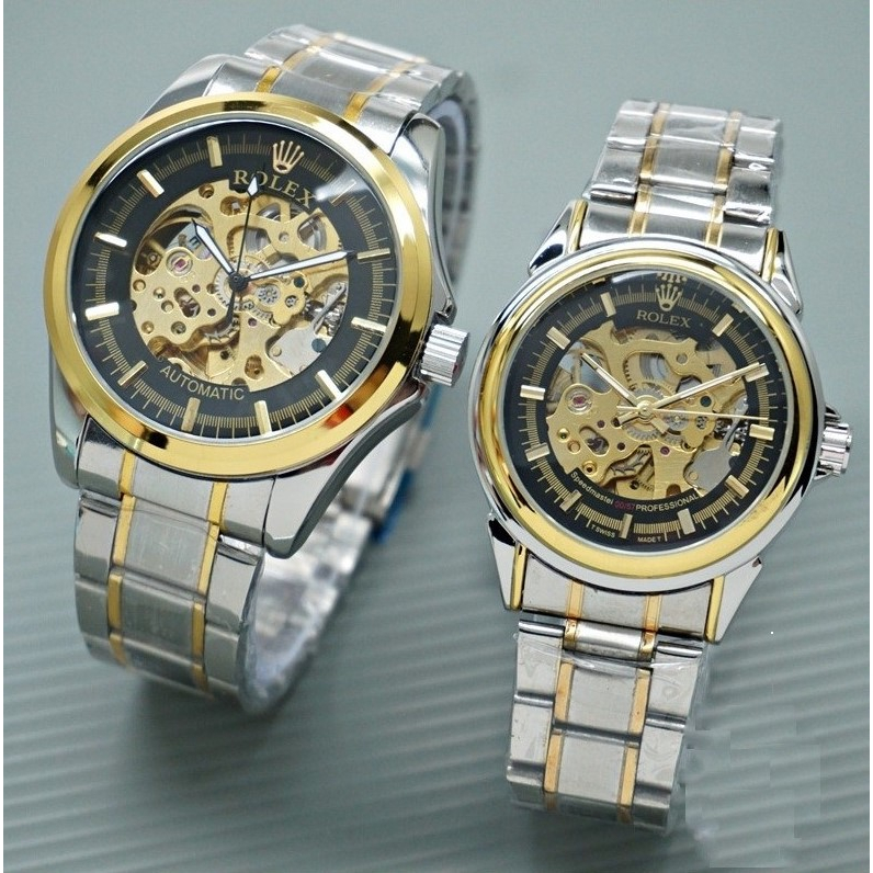 Jam Tangan Couple Rolex Balok Automatic CH-9124 + Box Esklusive