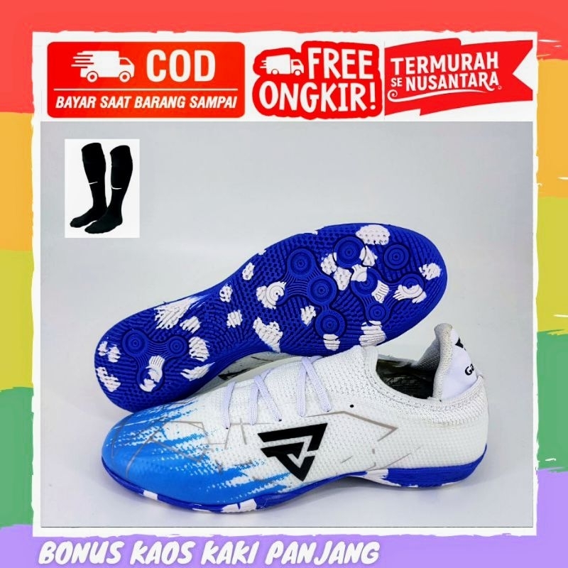 SEPATU FUTSAL SEMIBOOT GAZTRUZ VENTURE PUTIH BIRU