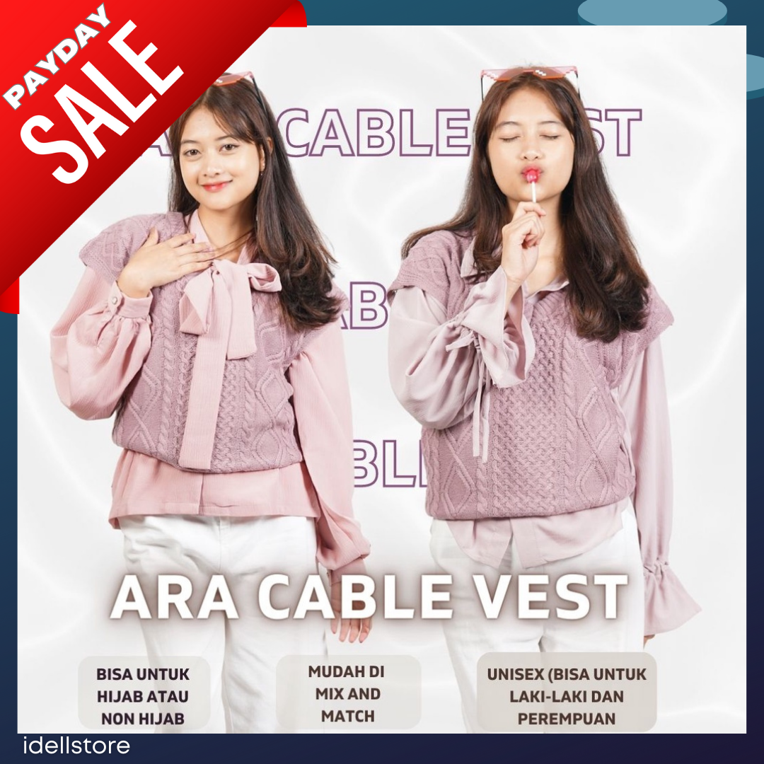 [BUY 1 GET 1] 11-15 November 2023 - Idellstore - Ara Cable Vest premium ONE SET korean looks vest with cute shirt - Vest Tebal Cable Affordable Bandung High Quality