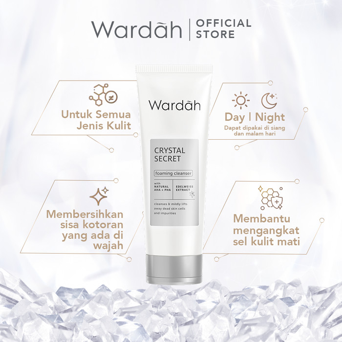 Wardah Crystal Secret Foaming Cleanser with Natural AHA+PHA 100ml | Sabun Cuci Muka