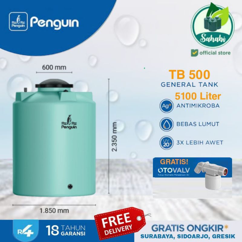 Tandon Air / Tangki Air / Toren Air PENGUIN / PINGUIN Rotamould 4 Ukuran 5000 / 5100 Liter
