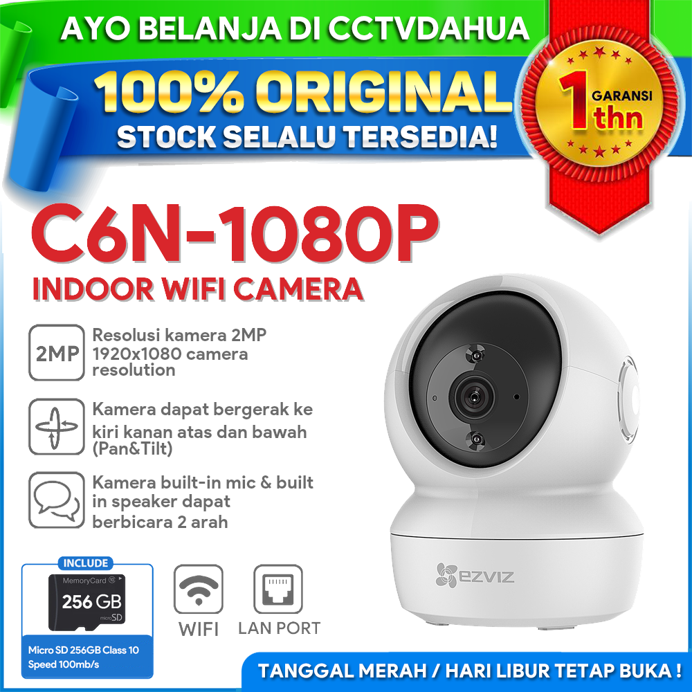 EZVIZ C6N 1080P CCTV FREE MICRO SD 256 GB Wi-Fi/ C6N BERGARANSI RESMI