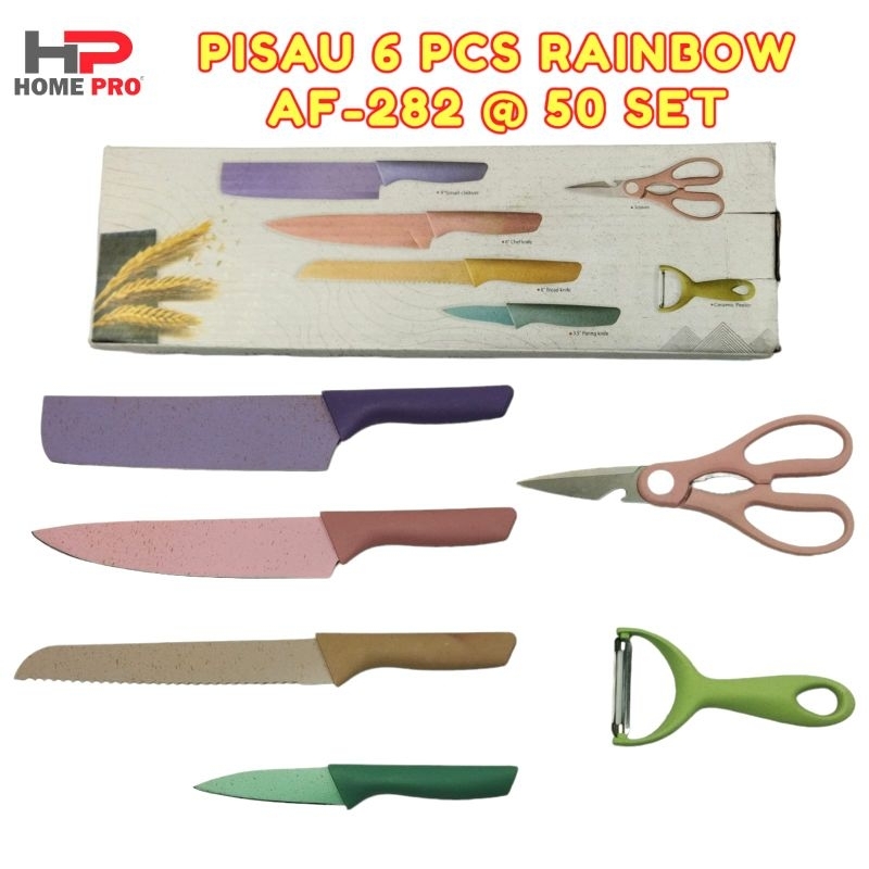 Pisau Rainbow Ceramic Knife Set • Pisau Set 6in1