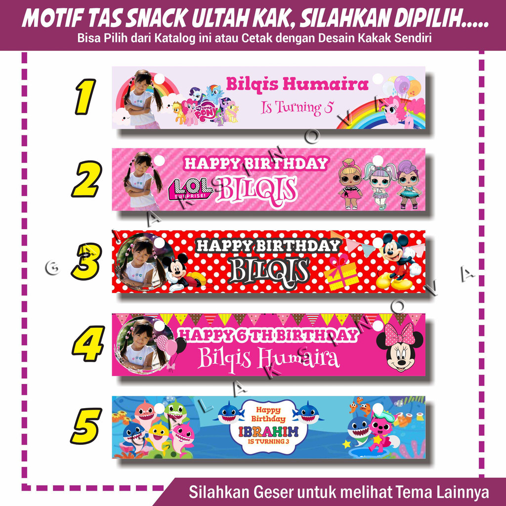 

Label Tas Snack Ulang Tahun/ Plastik Goodie Bag /Plastik Snack Birthday - GRATIS DESAIN