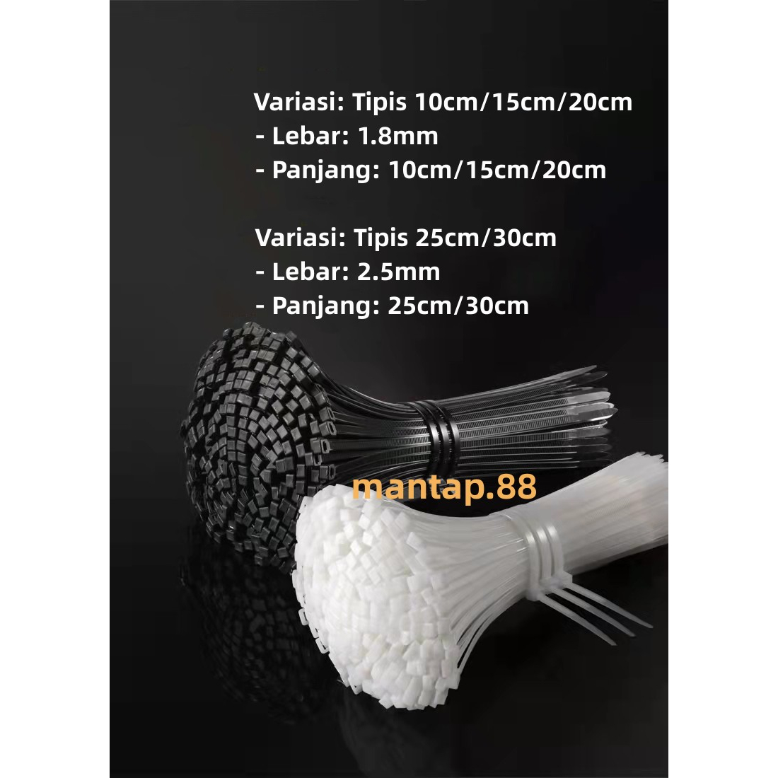 kabel ties/kabel tis tipis hitam/putih 10cm,15cm,20cm,25cm,30cm