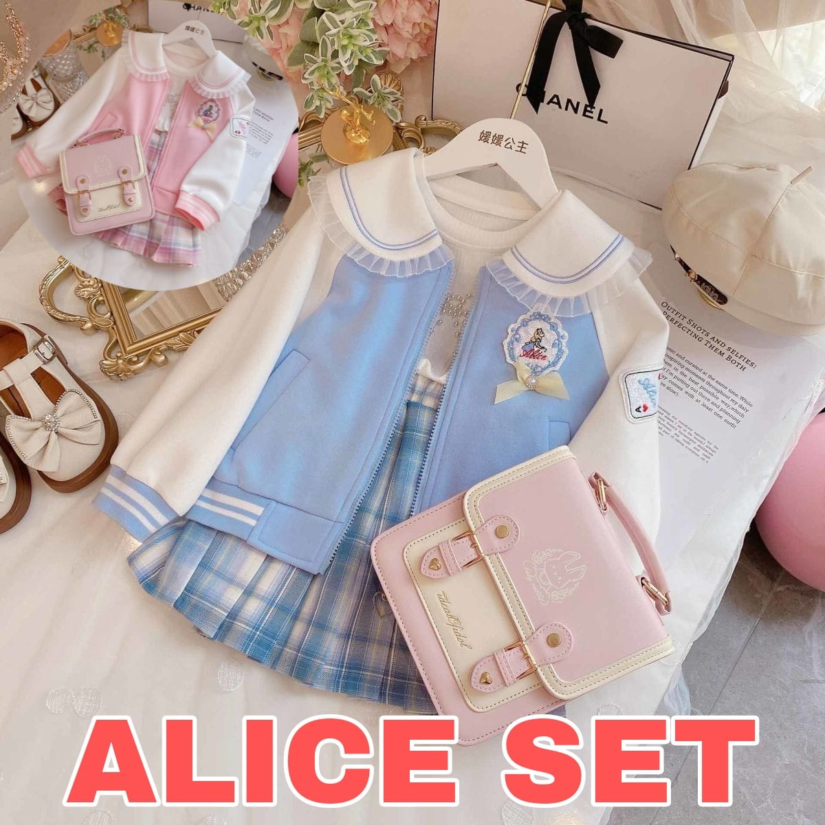 BAJUKIDDIE ALICE SET BAJU SETELAN FASHION ANAK REMAJA CEWEK ALA KOREA JEPANG IMPORT