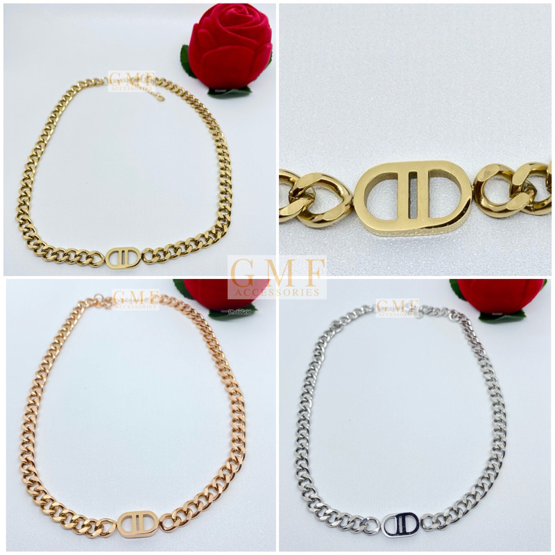 Kalung Rantai Titanium Liontin Branded Luxury Impor Trending Artis