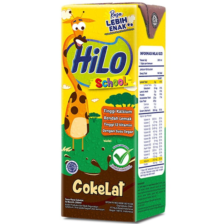 

Hilo School UHT Chocolate RTD 200 ML Cokelat Coklat