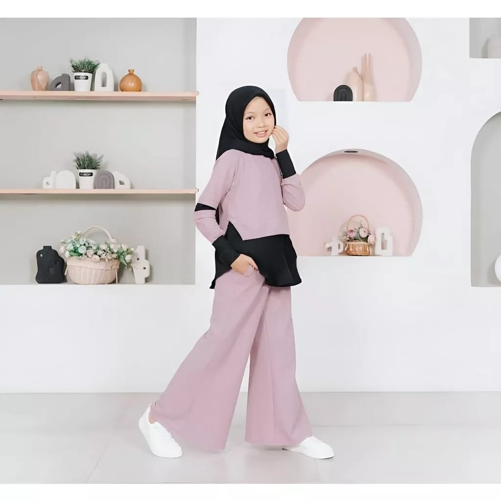 Thyra Set Kids Stelan Anak Perempuan Setelan Anak Perempuan Crinkle Airflow