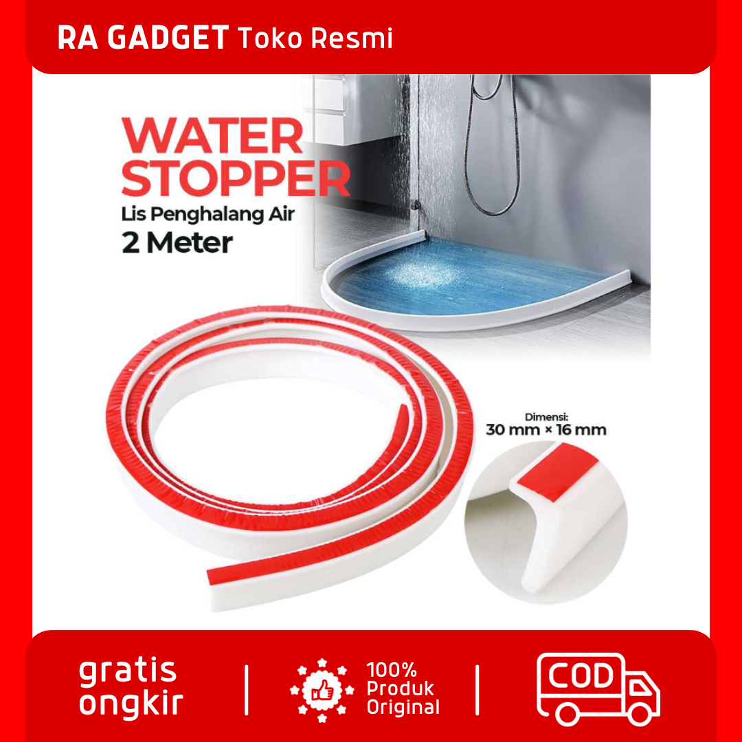 Lis Penghalang Air Sealing Strips Water Stopper Bar 2M / Karet Silikon Silicon Seal Pembatas Penutup