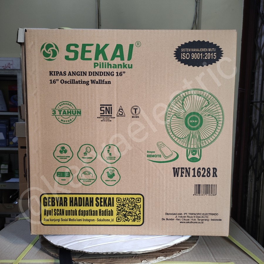 KIPAS ANGIN REMOT DINDING WALLFAN REMOTE SEKAI WFN 1628 RC 1628RC