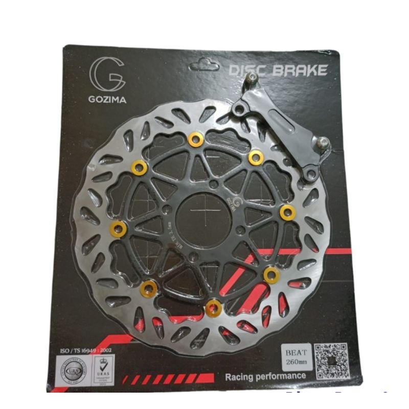 Disc brake Beat Gozima piringan cakram beat Scoopy Vario Genio lebar 260mm Model PSM Hitam Ring gold