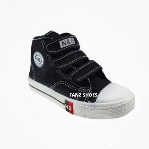 SEPATU SEKOLAH ANAK - SEPATU TEMPEL BOOT HITAM PUTIH &amp; HITAM HITAM SIZE 28 - 35  - SEPATU FORMAL - SEPATU N&amp;B TEMPEL SIZE 28 - 35 - FANZ SHOES