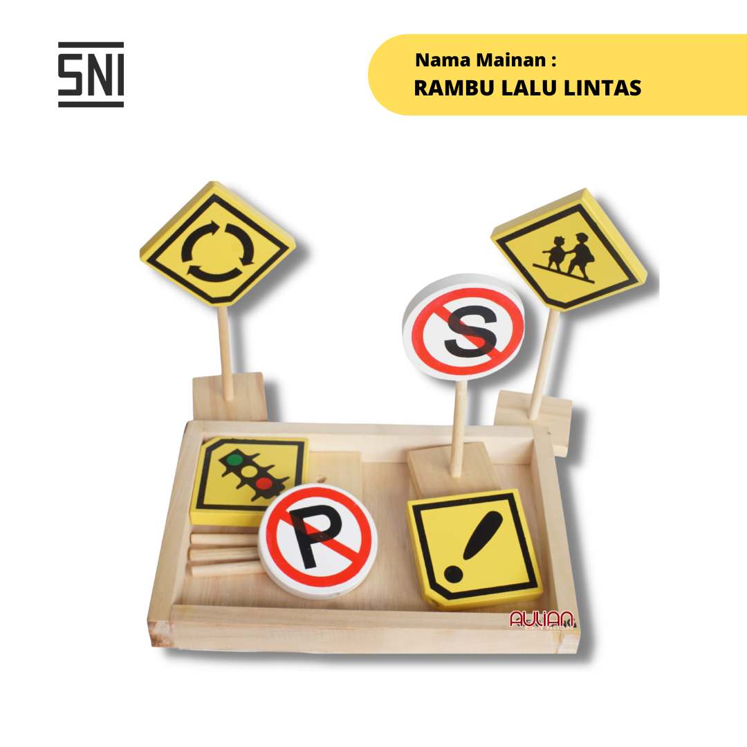 MAINAN EDUKASI ANAK / MAINAN KAYU / APE PAUD - RAMBU LALU LINTAS