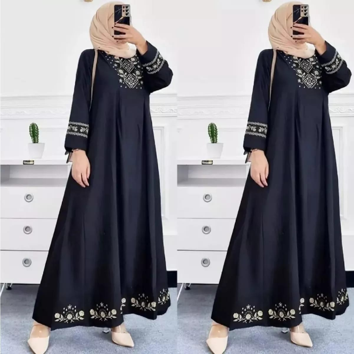 Gamis Putih Crinkle Faradil Maxy Dress Kondangan Baju Gamis Bordir Terbaru 2023 Long Dress Muslim