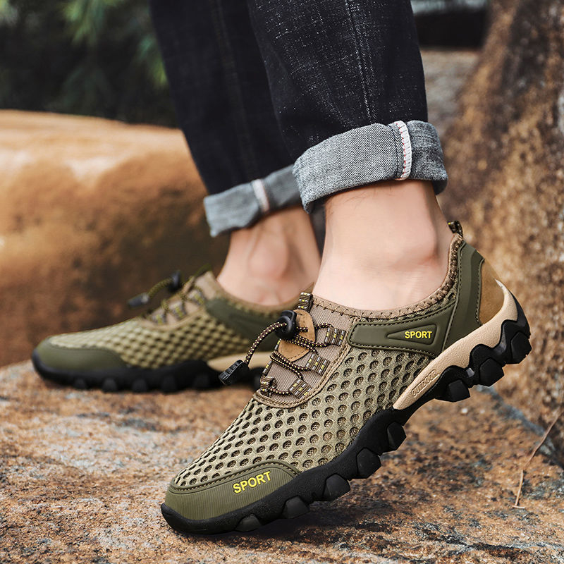 Leedoo Sepatu Hiking Pria Kasual Sepatu Sneakers Sepatu Gunung Outdoor Adventure Touring Shoes Army