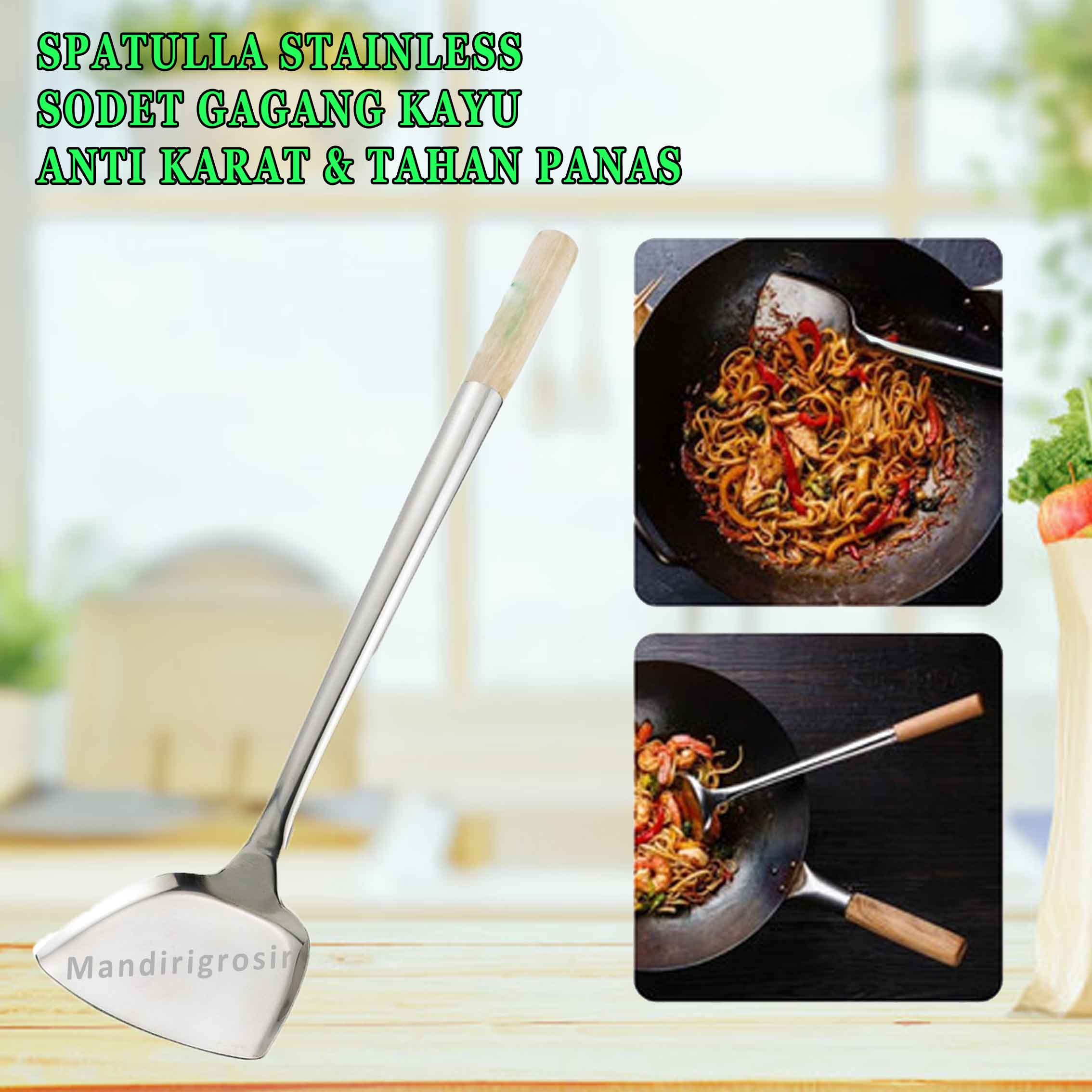 Spatula Stainless* Sodet Gagang Kayu* Sodet Anti Karat &amp; Tahan Panas