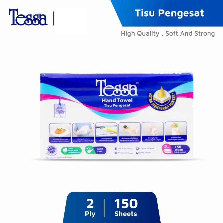 Tisu Tessa 150 Sheets 2 Ply THSN01 sheet / Tissue Hand Towel kitchen / Tisu dapur lipat 150s 2ply lembut dan kuat