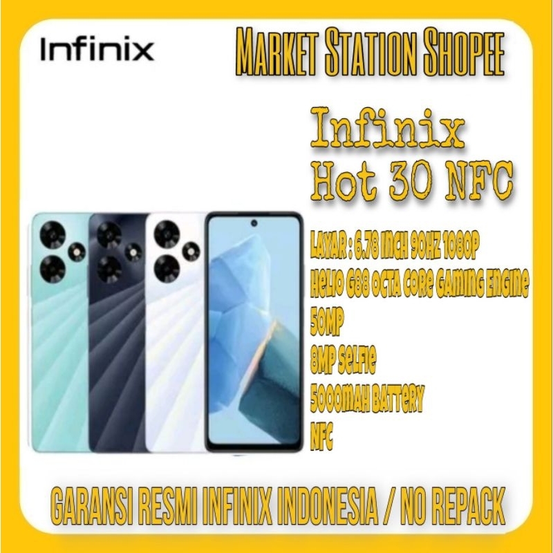 Infinix Hot 30 NFC 8/128 GB New Garansi Resmi Infinix Indonesia