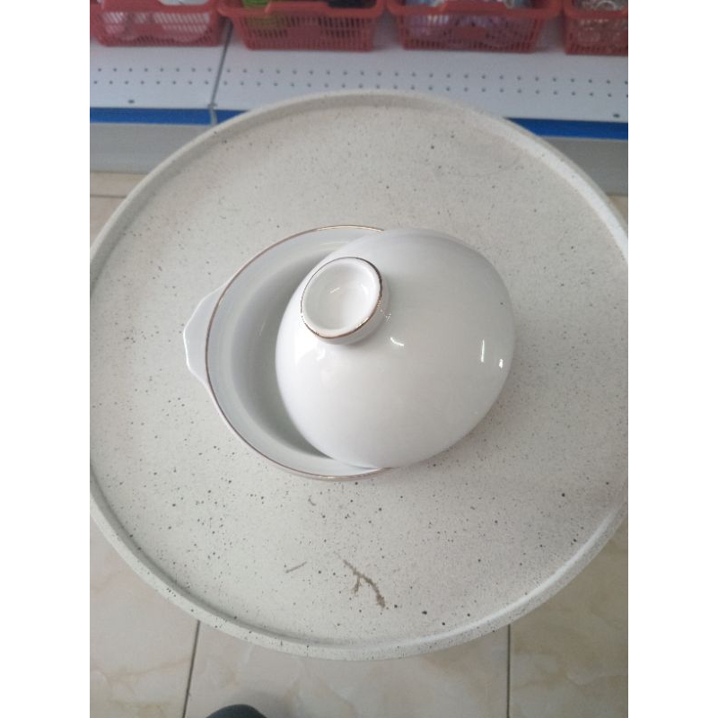 Mangkuk Keramik Porselen Mangkuk Sapo Tahu Mangkuk Sayur + Tutup