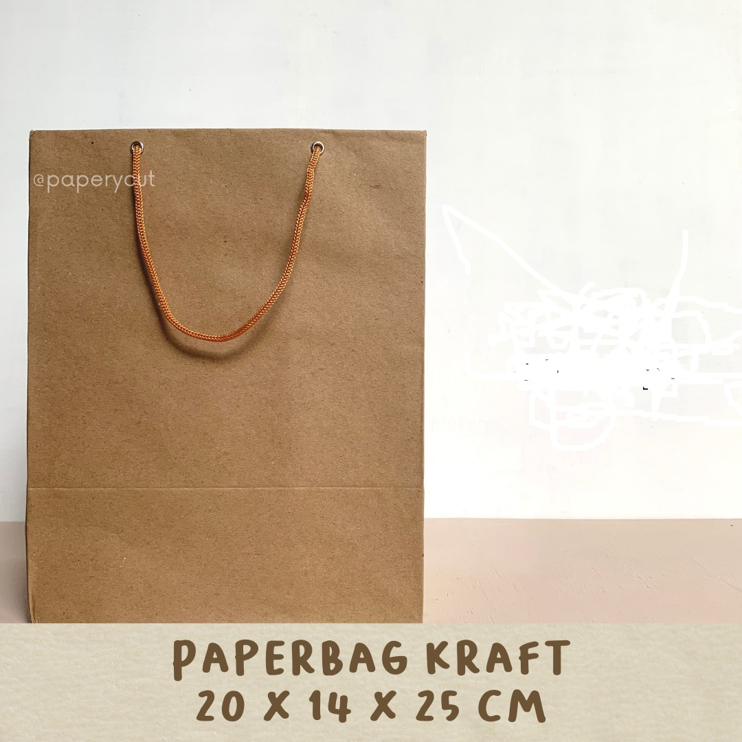 

Paperbag Kraft / Polos/ Tas kertas / Kue / Cake / Hampers - P20 L14 T25 cm