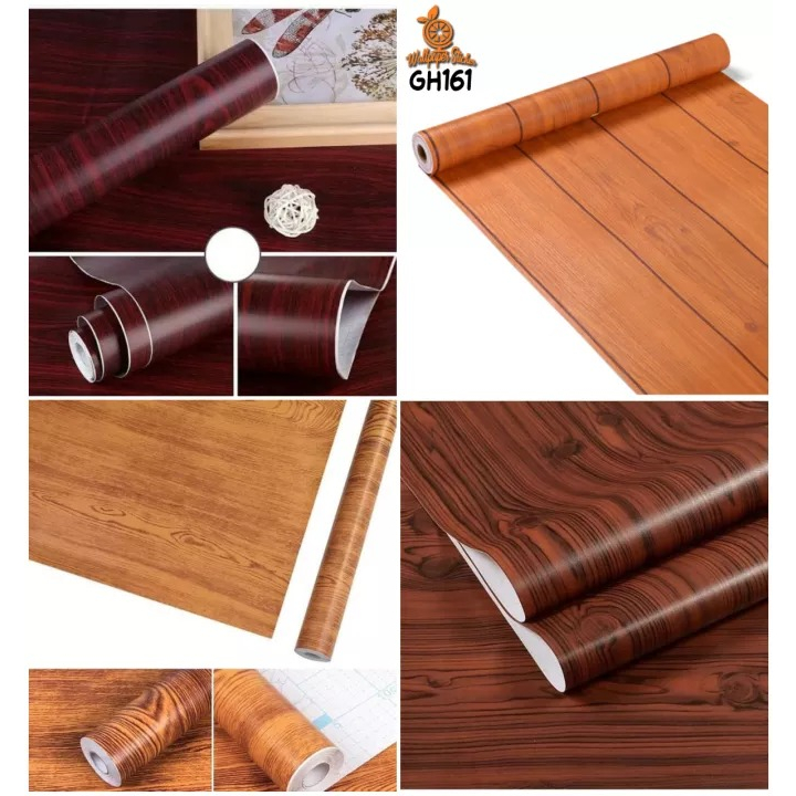 Wallpaper Motif Kayu salur Wallstiker kayu 3D Dekorasi Rumah Aesthetic Wallpaper Pintu rumah Terbaru