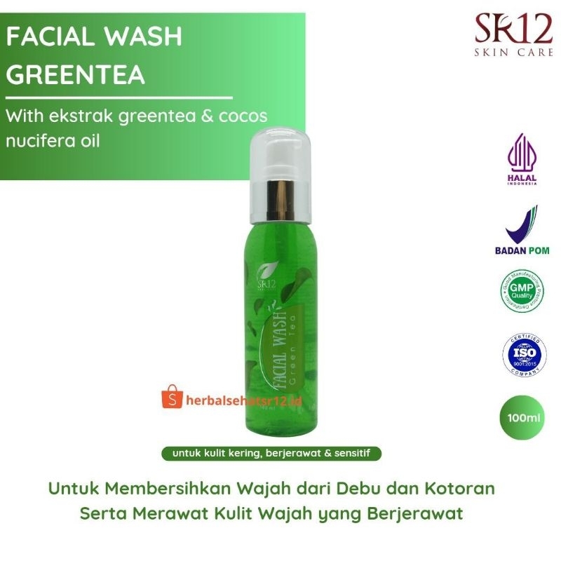 SABUN WAJAH GREENTEA SR12 / FACIAL WASH KULIT NORMAL / BERMINYAK / BERJERAWAT
