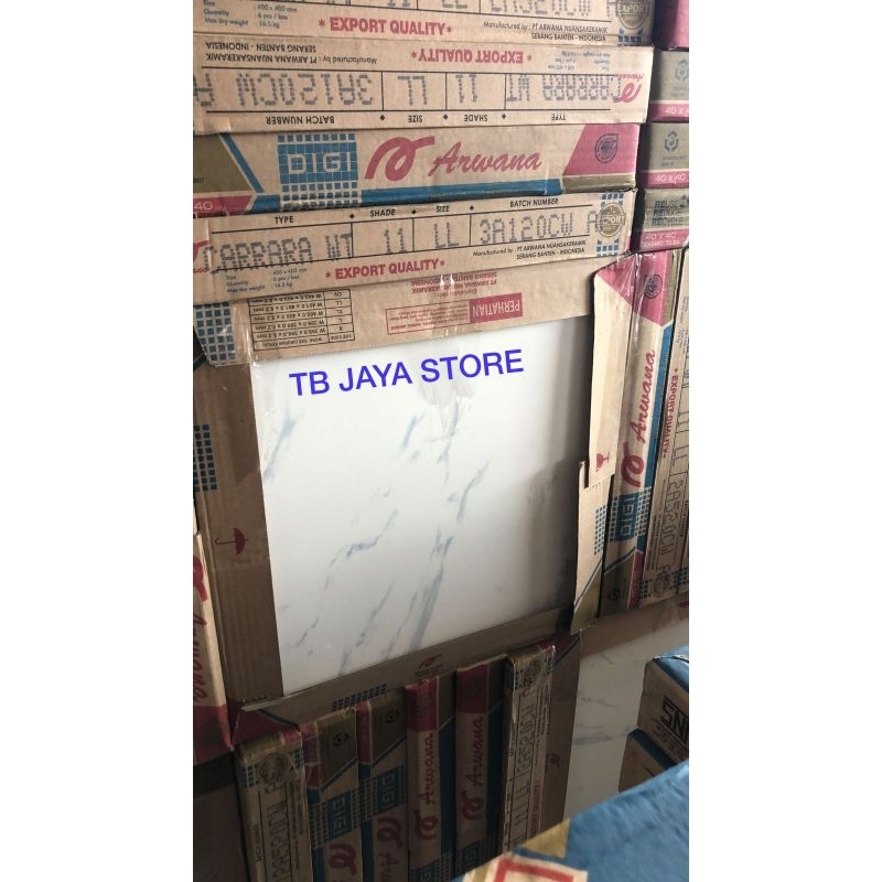 KERAMIK KILAP 40x40 ARWANA CARRARA WHITE PUTIH KILAP GLOSS AWAN AWAN ABU