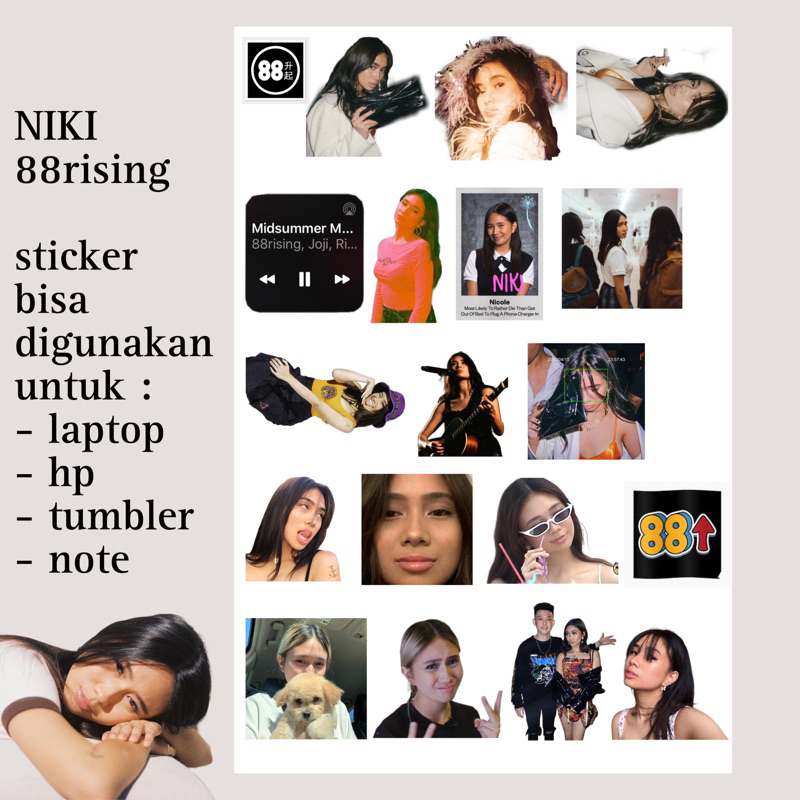 

waterproof sticker niki zefanya lowkey 88rising untuk laptop HP JOURNAL NOTES ANTI AIR l
