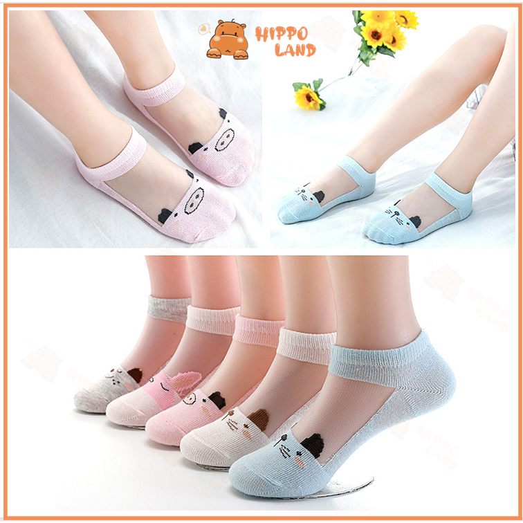 HIPPO LAND COD  Kaos Kaki transparan  Anak Bayi Karakter Boneka Lucu Kaus Kaki Kartun Fashion