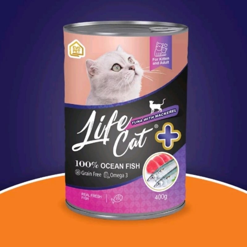 NEW PRODUK : GOSEND (24 KALENG) MAKANAN KUCING LIFE CAT PLUS 400 GR