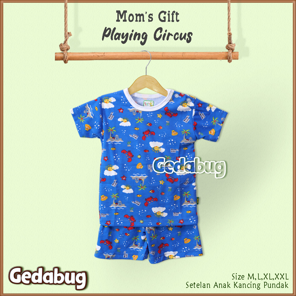 Setelan Kaos Anak Moms Gift Playing Circus PENDEK | Setelan Baju bermain Anak Mom's Gift | Gedabug