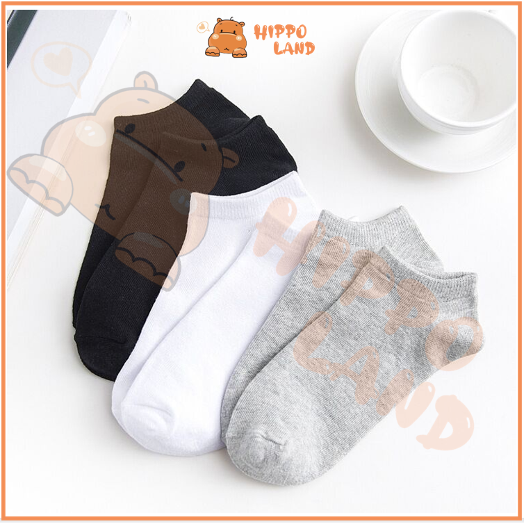 HIPPOLAND Kaos Kaki Wanita Pria Polos Kaos Kaki Fashion Kaos Kaki Pendek Ankle Socks 209