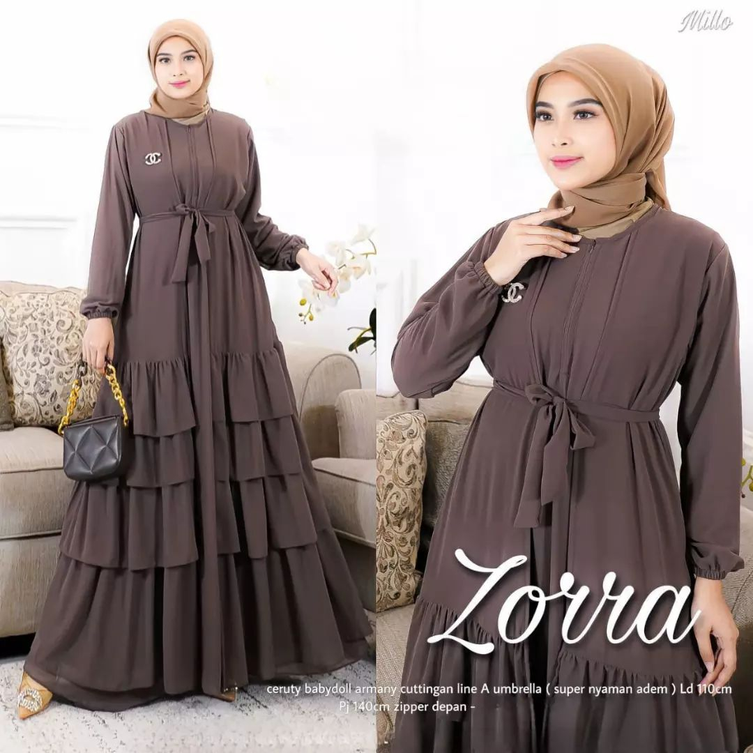 Baju gamis wanita terbaru Zorra dress / Pakaian wanita / Fashion muslim / Gamis Busui ceruty 6 Varian Warna Sage