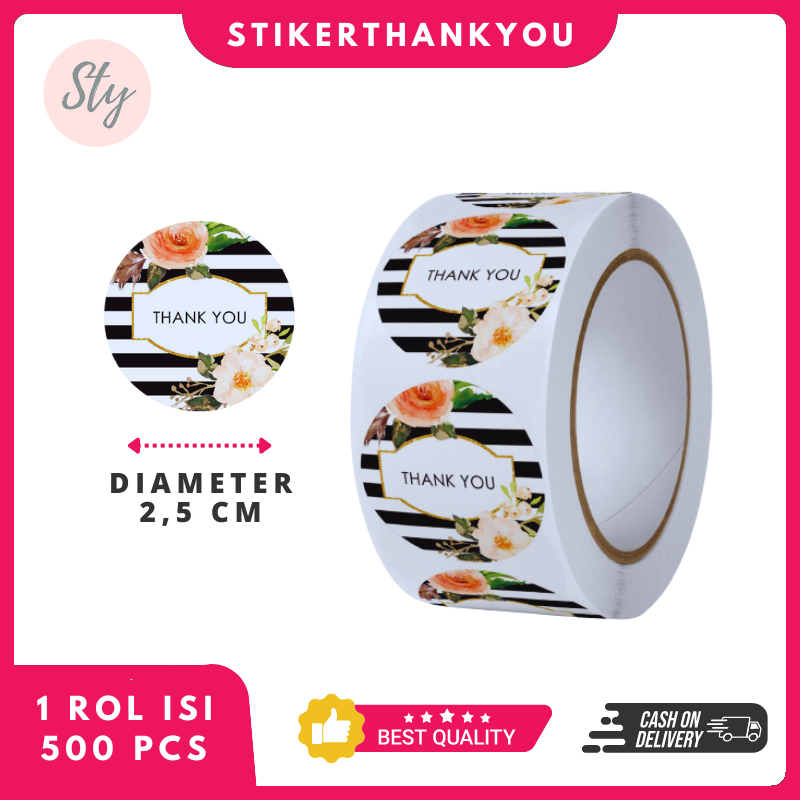 

Stiker Thank You Olshop 500Pcs Label Kemasan Makanan Minuman Roll