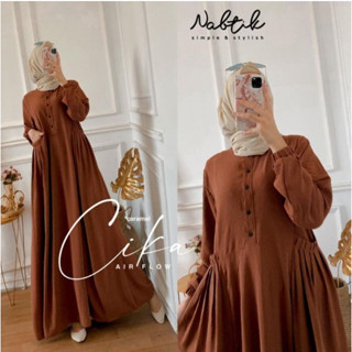 GAMIS CRINGKEL CIKA DRESS MAXY READY BAHAN CRINGKEL AIRFLOW POLOS BUKAN BAHAN URAGIRI