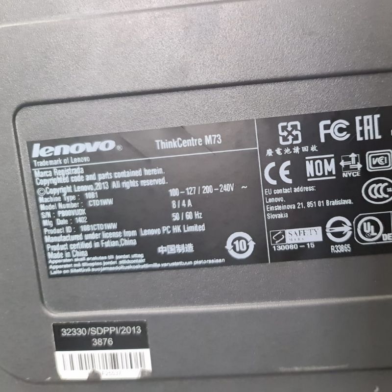 PC LENOVO M73 CORE I7 4770 RAM 8GB SSD 256GB DVD MURAH LEBAY