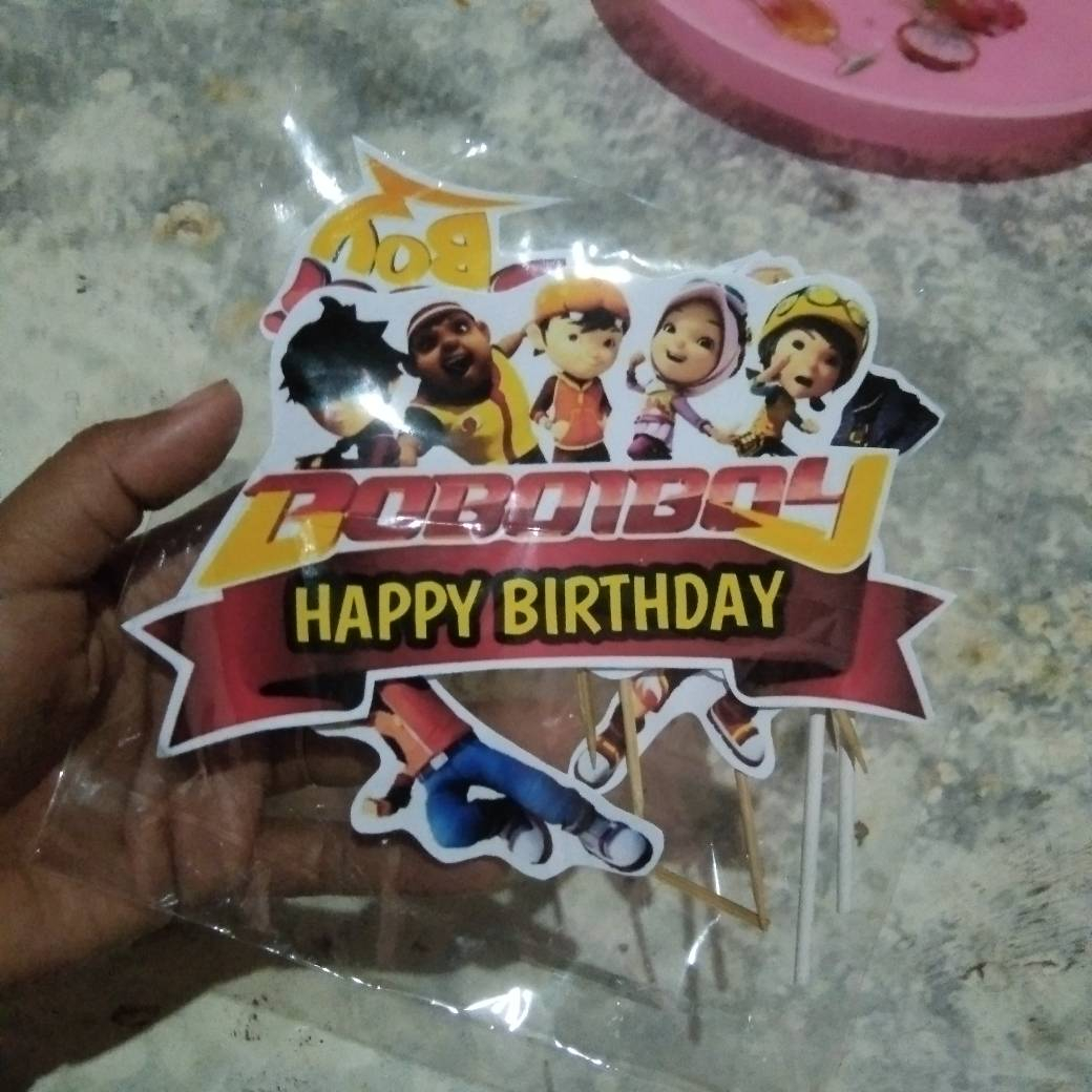 Topper cake karakter boboiboy  baner kue ultah Fadhilsouvenir