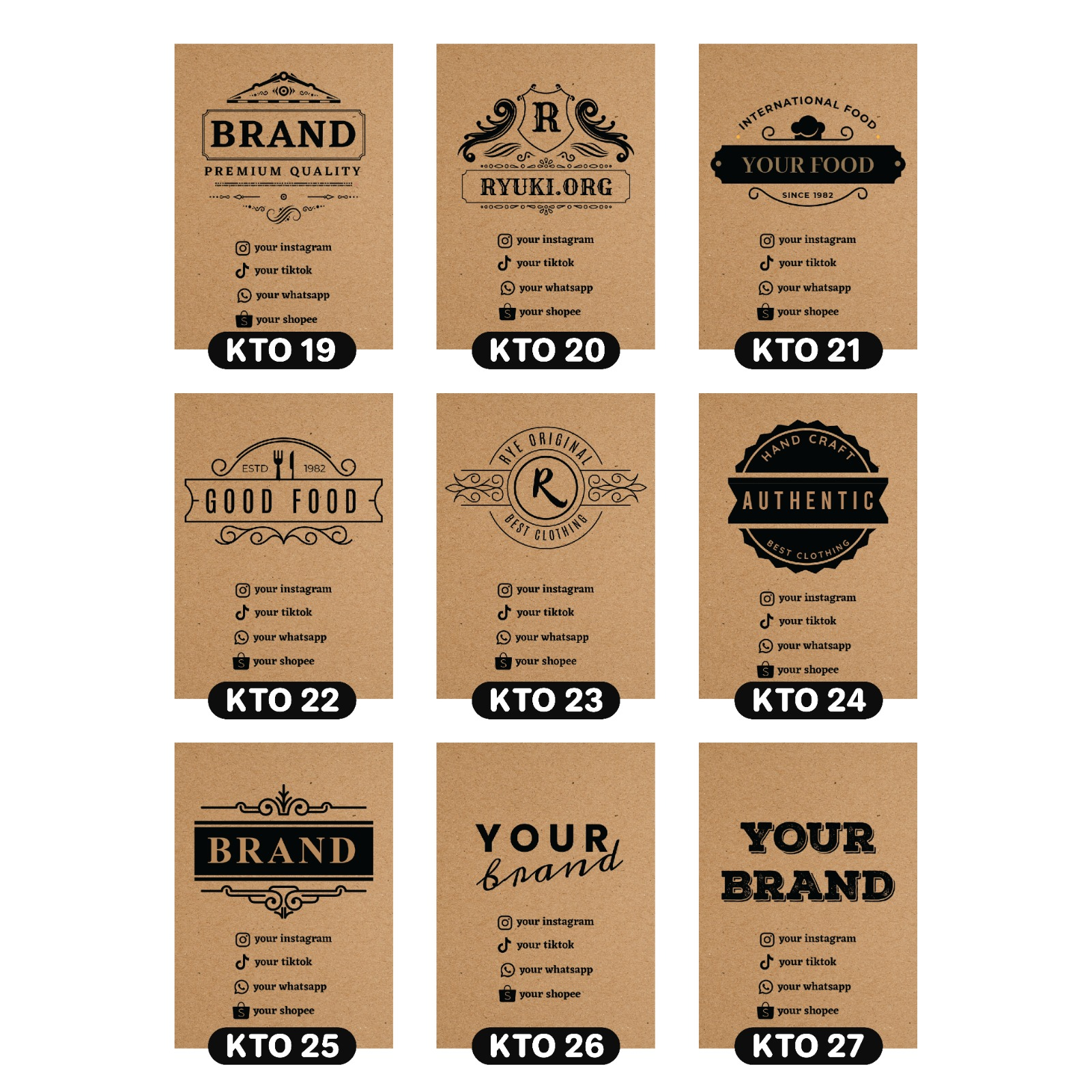 

Hang Tag Label Hampers Custom Kraft Paper 2 Sisi | Tag Label Baju | Tag Baju | HangTag Baju | Free Design