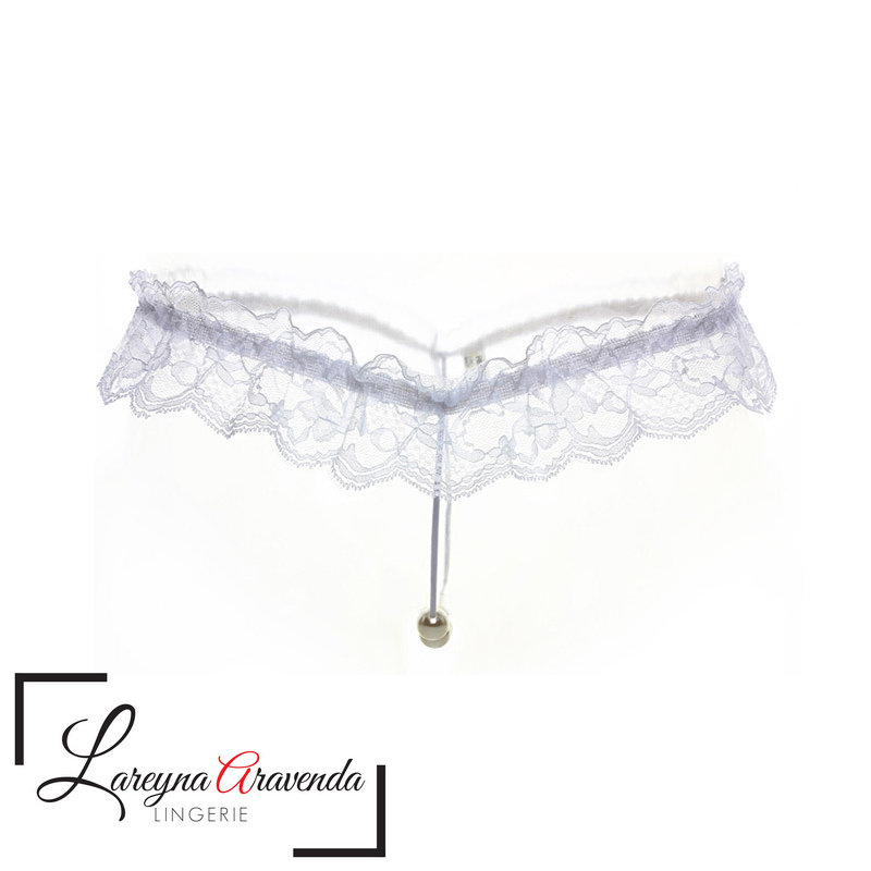 NUZ Lareyna Aravenda G String Wanita Model Thong Pearl Lace Sexy CD014