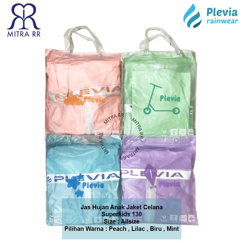 Jas Hujan Plevia Jacket Celana Anak Backpack Superkids 130 Usia SD 4-8 Tahun Raincoat PVC