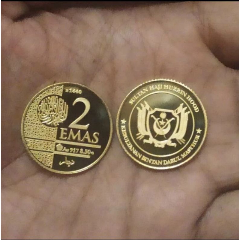 Koin Dinar Emas 22K 91.7% 1 dan 2 Dinar